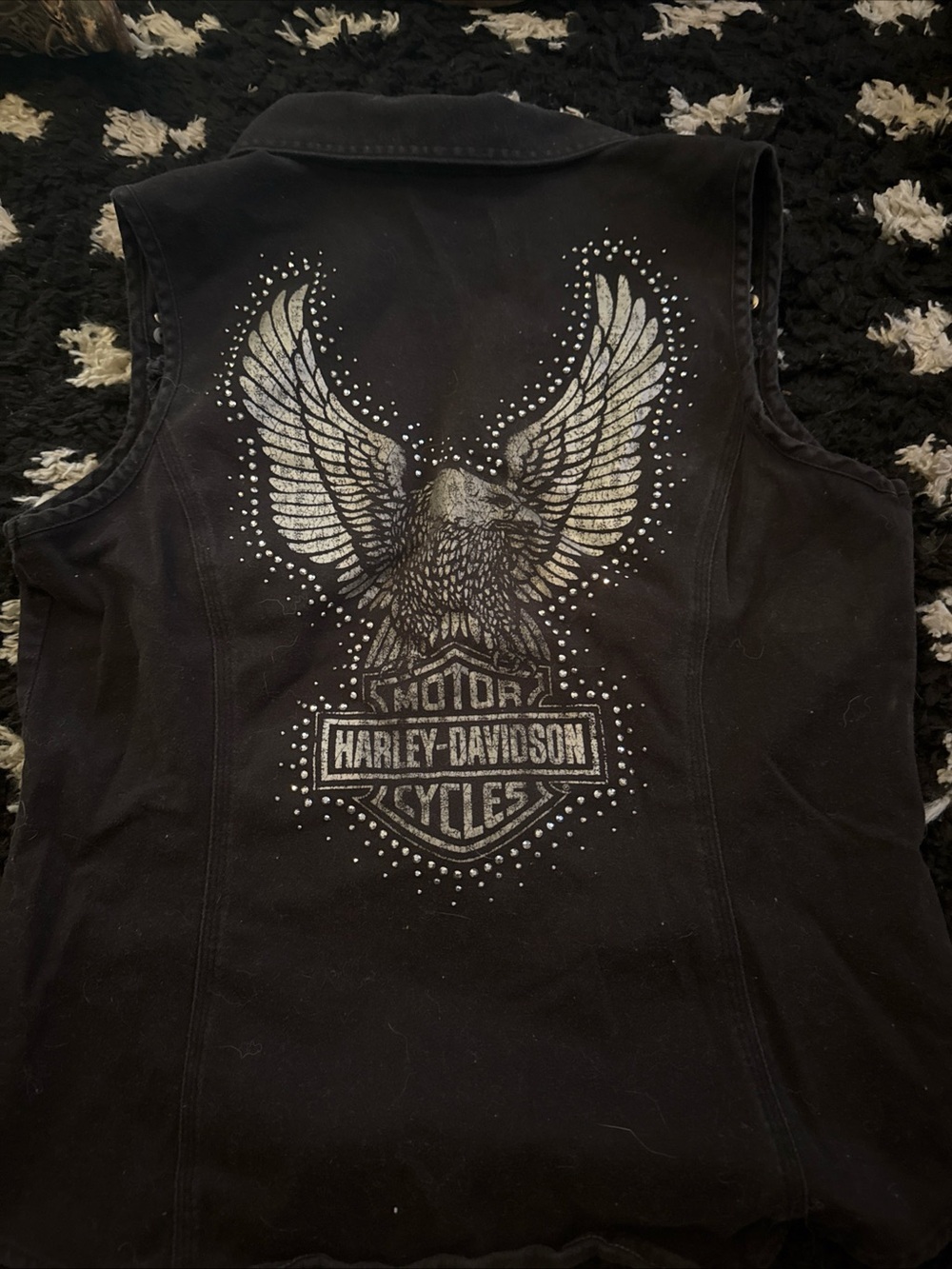 Harley-Davidson Lot. Multiple items Black Studded Eagle Graphic Vest Lot
